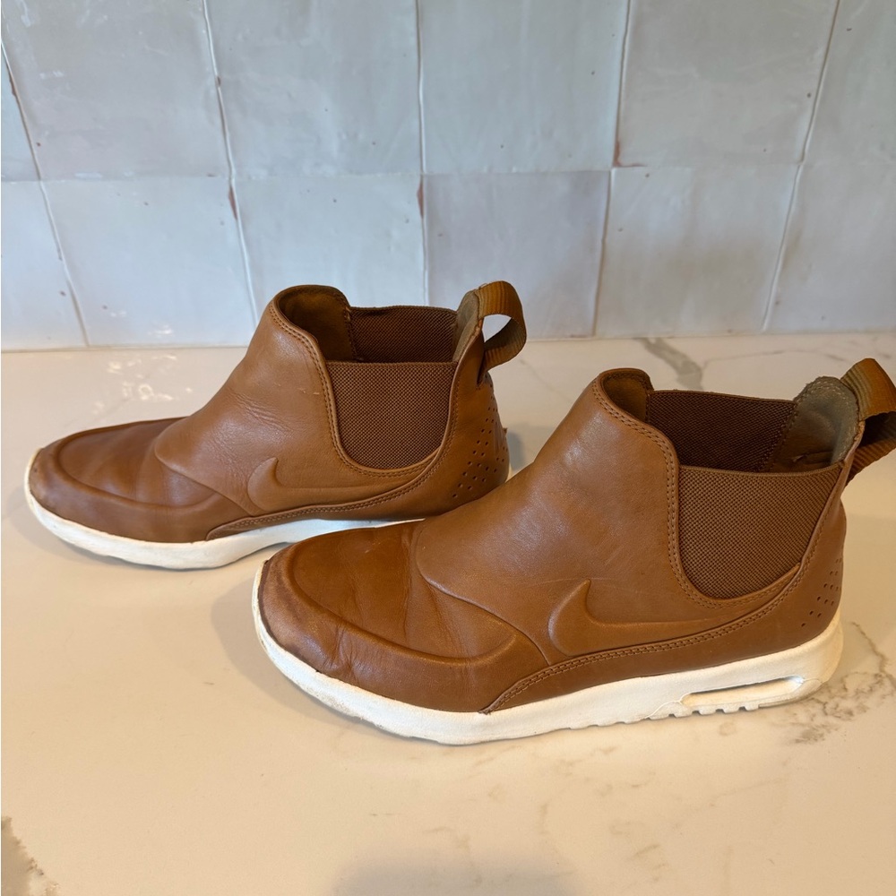 Nike Tan Slip-On Sneakers with White Sole